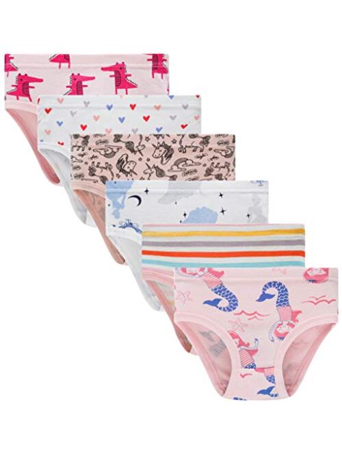 Slenily Little Girls' Soft Cotton Underwear Kids Cool Breathable Comfort Panty Briefs Toddler Undies(Pack of 6)