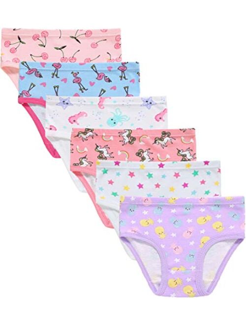 Slenily Little Girls' Soft Cotton Underwear Kids Cool Breathable Comfort Panty Briefs Toddler Undies(Pack of 6)