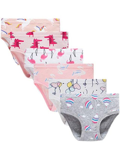 Slenily Little Girls' Soft Cotton Underwear Kids Cool Breathable Comfort Panty Briefs Toddler Undies(Pack of 6)