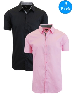 Men's Short Sleeve Slim-Fit Solid Dress Shirts (2-Pack)