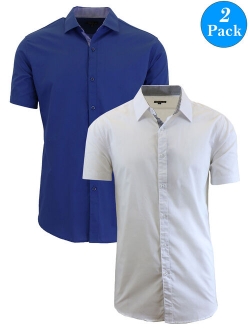 Men's Short Sleeve Slim-Fit Solid Dress Shirts (2-Pack)