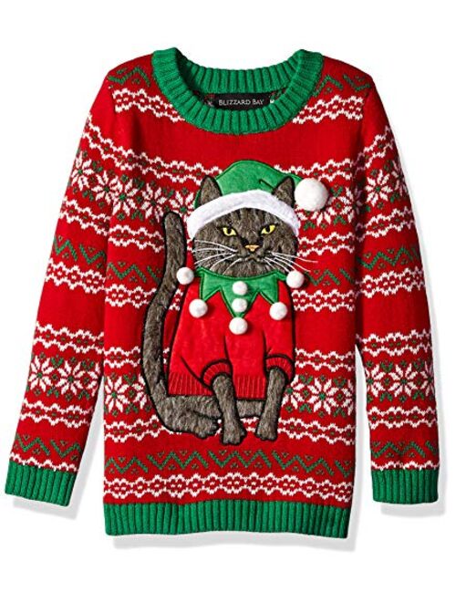 Blizzard Bay Boys Ugly Christmas Sweater Cat