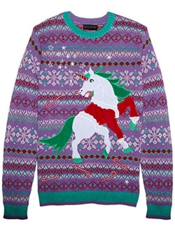 Men's Ugly Christmas Unicorn Sweater Light Up