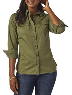 Riders by Lee Indigo Women's Heritage Long Sleeve Button Front Solid Twill Shirt