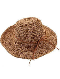 Women's Wide Brim Caps Foldable Summer Beach Sun Straw Hats