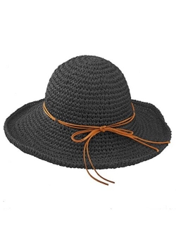 Women's Wide Brim Caps Foldable Summer Beach Sun Straw Hats