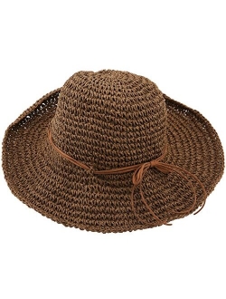 Women's Wide Brim Caps Foldable Summer Beach Sun Straw Hats