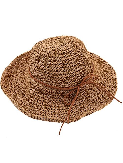 Urban CoCo Women's Wide Brim Caps Foldable Summer Beach Sun Straw Hats