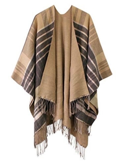 Women's Winter Vintage Poncho Capes Tassel Blanket Shawl Wrap Cardigan Coat