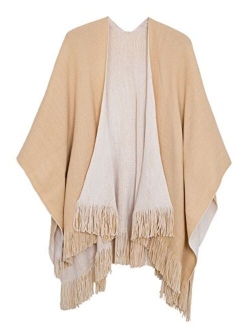 Women's Winter Vintage Poncho Capes Tassel Blanket Shawl Wrap Cardigan Coat