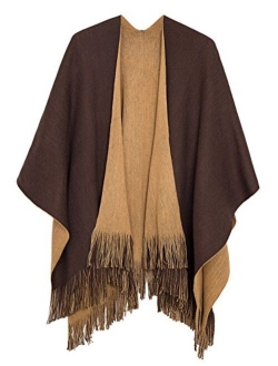 Women's Winter Vintage Poncho Capes Tassel Blanket Shawl Wrap Cardigan Coat