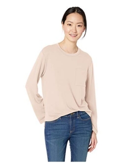 Amazon Brand - Daily Ritual Women's Supersoft Terry Long-Sleeve Boxy Pocket Tee