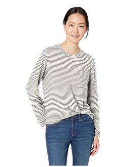 Amazon Brand - Daily Ritual Women's Supersoft Terry Long-Sleeve Boxy Pocket Tee