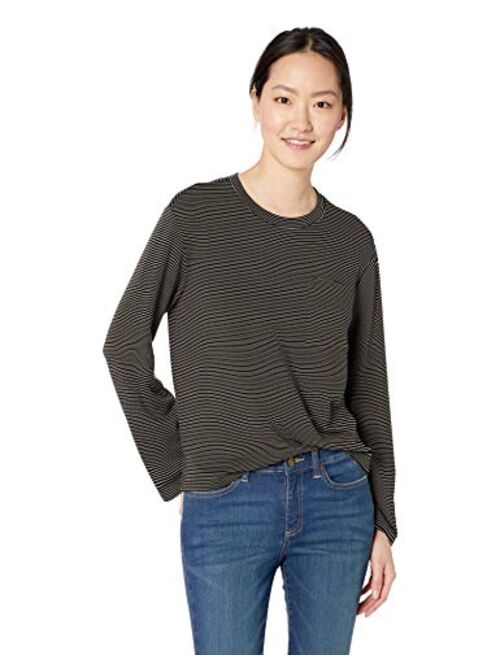 Amazon Brand - Daily Ritual Women's Supersoft Terry Long-Sleeve Boxy Pocket Tee