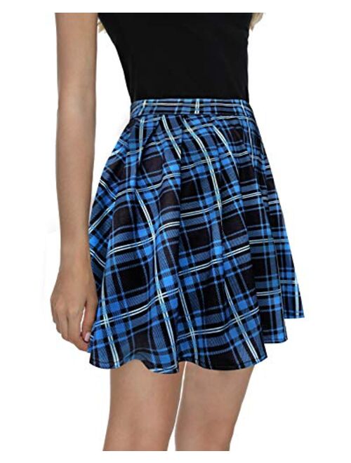 Urban CoCo Women Plaid Pleated Mini Skater Skirt High Waisted School Skirt