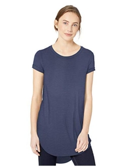 Women's Jersey Short-Sleeve Open Crew Neck Tunic