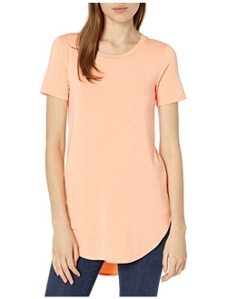 Women's Jersey Short-Sleeve Open Crew Neck Tunic