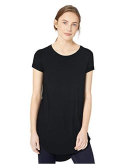 Women's Jersey Short-Sleeve Open Crew Neck Tunic