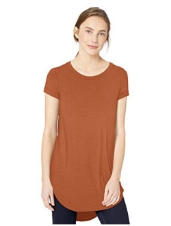 Women's Jersey Short-Sleeve Open Crew Neck Tunic