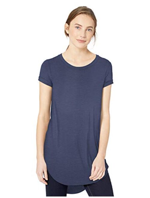 Daily Ritual Women's Jersey Short-Sleeve Open Crew Neck Tunic