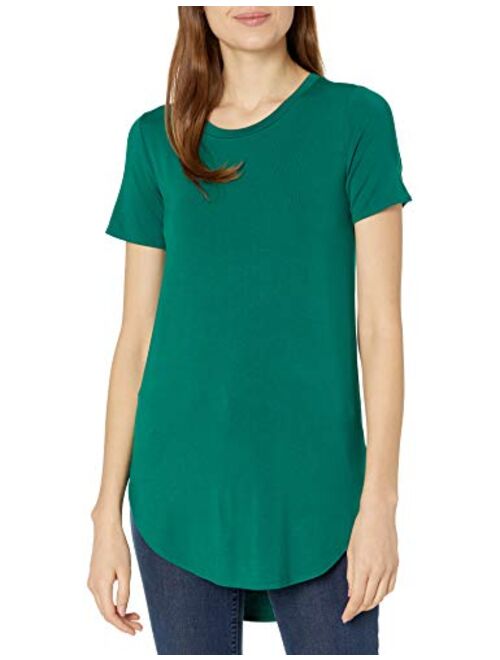 Daily Ritual Women's Jersey Short-Sleeve Open Crew Neck Tunic