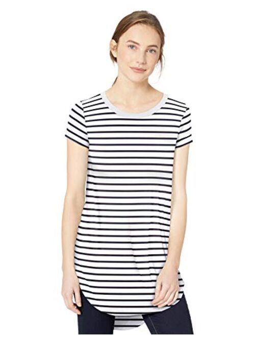 Daily Ritual Women's Jersey Short-Sleeve Open Crew Neck Tunic