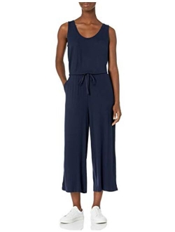 Amazon Brand - Daily Ritual Women's Rayon Spandex Fine Rib Wide-Leg Jumpsuit