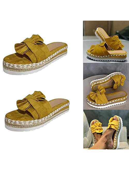 ANNA Women's Bow Knot Sandals Shoes Slides Indoor Slippers Summer Casual Shoes Size