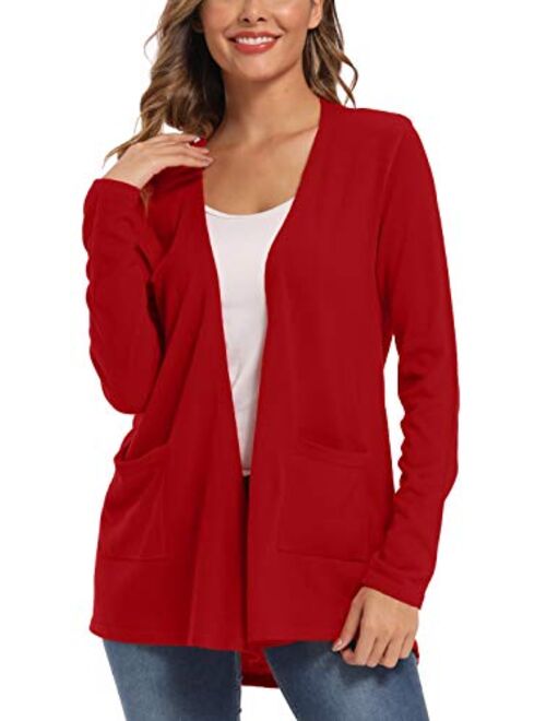 Urban CoCo Women's Long Sleeve Open Front Cardigan with Pockets