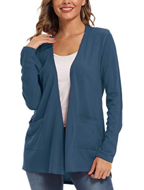 Urban CoCo Women's Long Sleeve Open Front Cardigan with Pockets