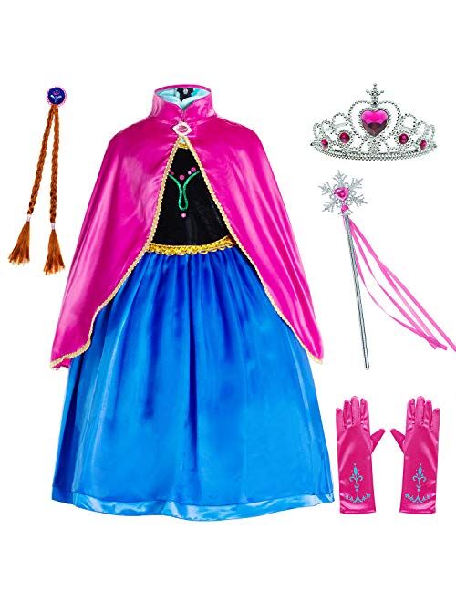 Princess Costumes Birthday Party Dress Up for Little Girls/Long Sleeve with Cape Age of 2-11 Years