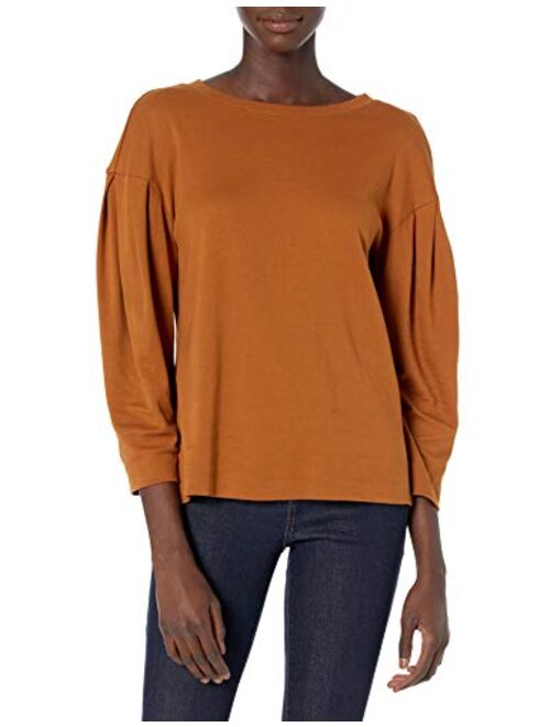 Amazon Brand - Daily Ritual Women's Pima Cotton and Modal Interlock Volume Balloon-Sleeve Top