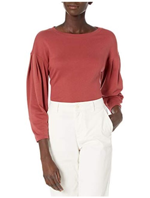 Amazon Brand - Daily Ritual Women's Pima Cotton and Modal Interlock Volume Balloon-Sleeve Top