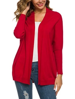 Women's Solid Color Batwing Sleeve Open Cadigan