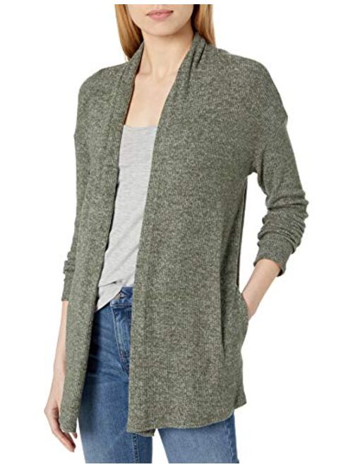 Amazon Brand - Daily Ritual Women's Cozy Knit Rib Draped Open-Front Cardigan Sweater