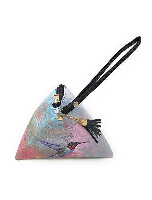 Value Arts Hummingbird Triangle Wristlet Clutch Purse