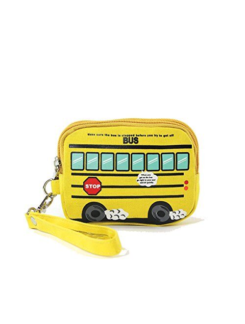 Yellow School Bus Canvas Wristlet