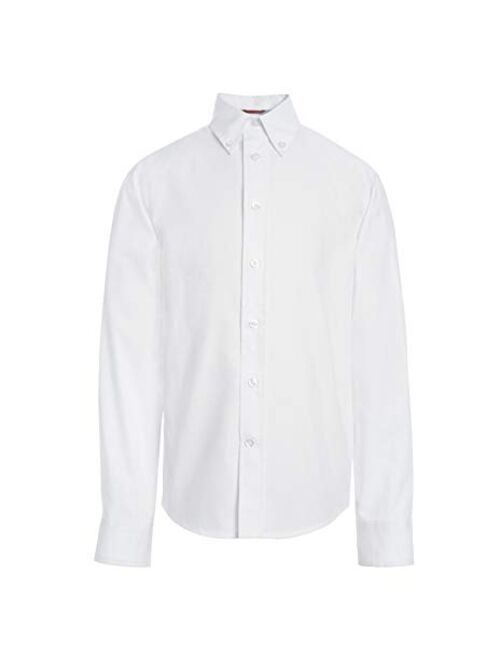 Tommy Hilfiger Long Sleeve Pinpoint Boys Oxford Collar Shirt, Kids School Uniform Clothes