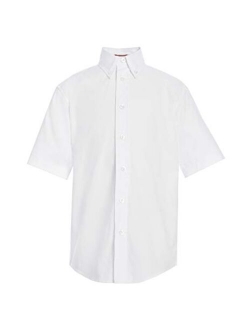 Short Sleeve Pinpoint Boys Oxford Collar Shirt, Kids School Uniform Clothes