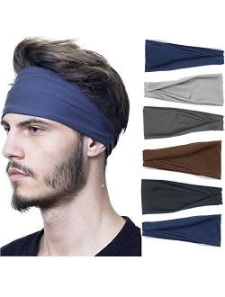 Headbands For Men/Women, 6 PCS Cotton Headbands Yoga Sports Headbands Elastic Non Slip Sweat Bands Workout Headband