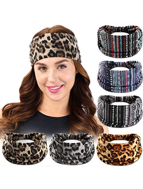 Headbands For Men/Women, 6 PCS Cotton Headbands Yoga Sports Headbands Elastic Non Slip Sweat Bands Workout Headband