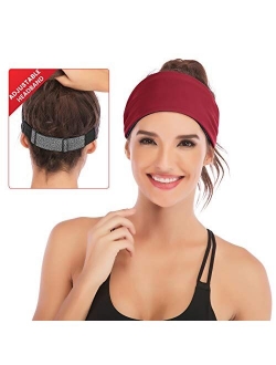 Adjustable Headbands for Women Non Slip Stretchy Workout Sweatbands for Sports Yoga Fitness Running Hairbands Bike Helmet Friendly Fits All Women & Men