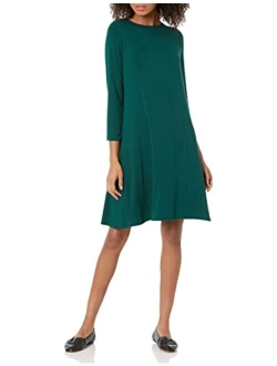 Women's Plus Size 3/4 Sleeve Boatneck Dress