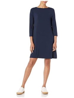 Women's Plus Size 3/4 Sleeve Boatneck Dress