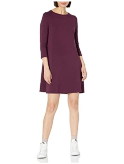 Women's Plus Size 3/4 Sleeve Boatneck Dress