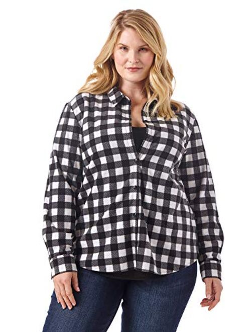 Lee Riders Riders by Lee Indigo Women's Plus Size Long Sleeve Button Front Pattern Fleece Shirt