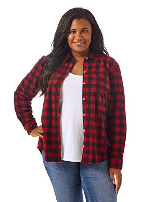 Lee Riders Riders by Lee Indigo Women's Plus Size Long Sleeve Button Front Pattern Fleece Shirt