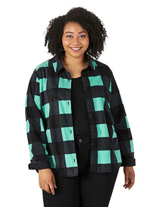 Lee Riders Riders by Lee Indigo Women's Plus Size Long Sleeve Button Front Pattern Fleece Shirt