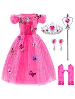 Party Chili Princess Costume for Girls Birthday,Christmas Dress Up with Accessories 3-10 Years