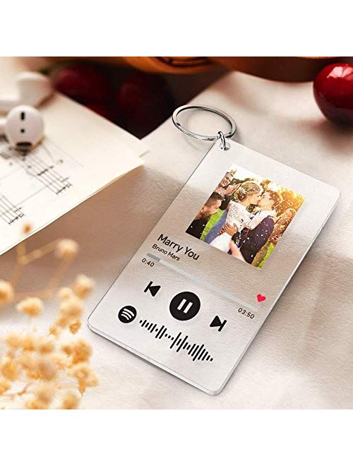 Custom Scannable Spotify Code Plaque Frame Keychain Acrylic Keyring for Photo